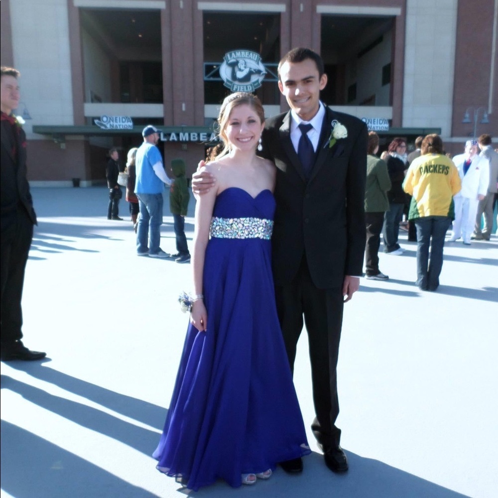 Royal Blue Beaded Prom Dress
